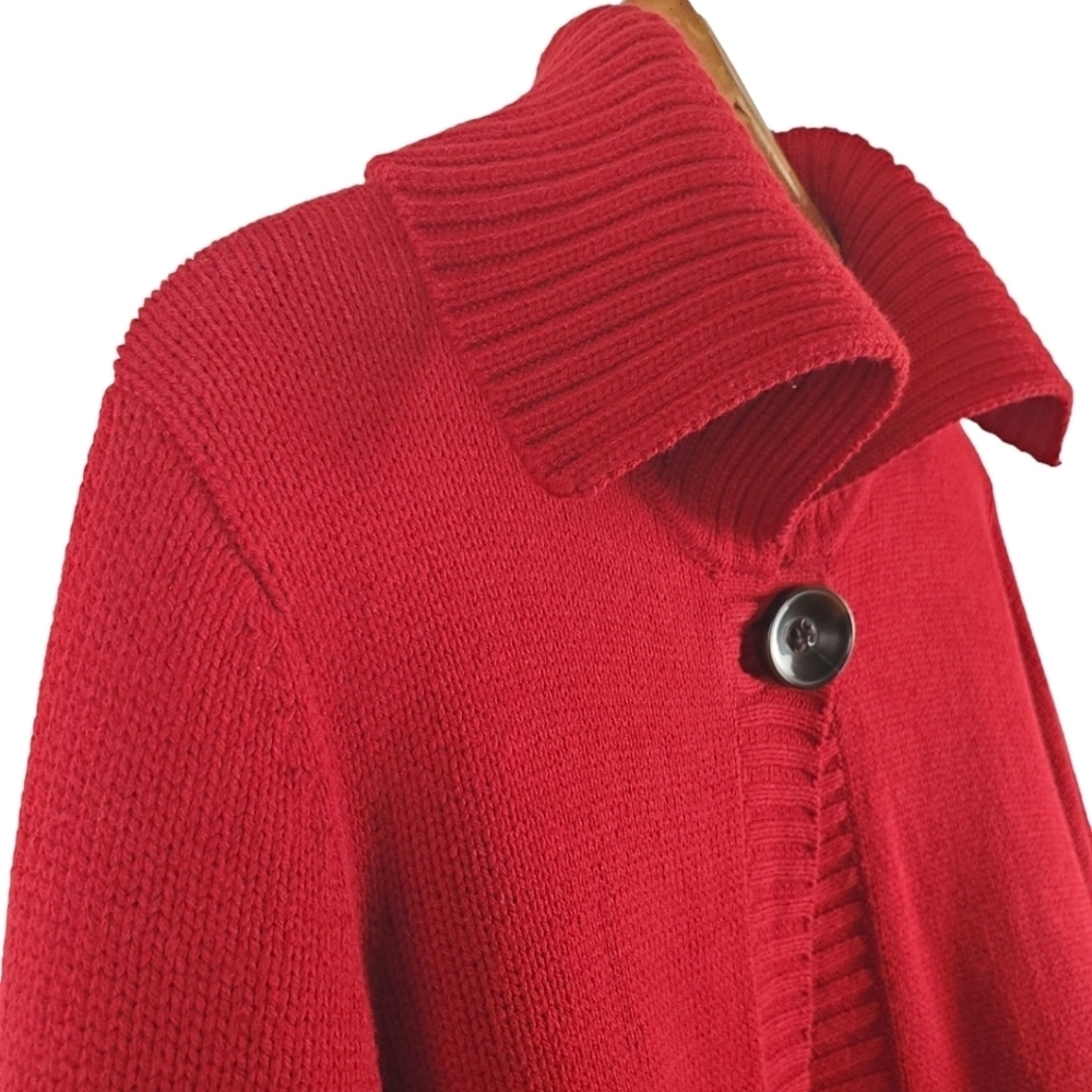 Karen Scott Women's Knit Cardigan. Red. MED. #334 - Picture 3 of 12
